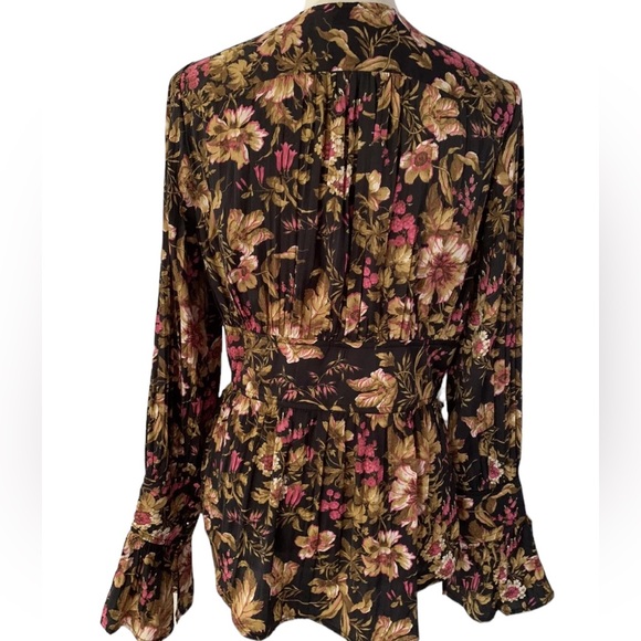 Anthropologie Deep V-Neck Floral Blouse Small - Picture 12 of 16